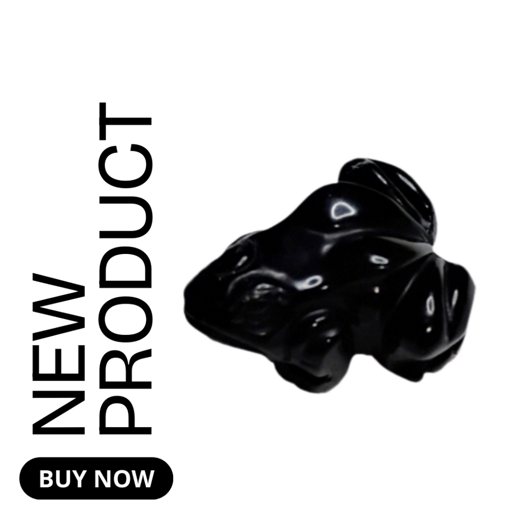 NEW Jet Black Agate Mini Toad